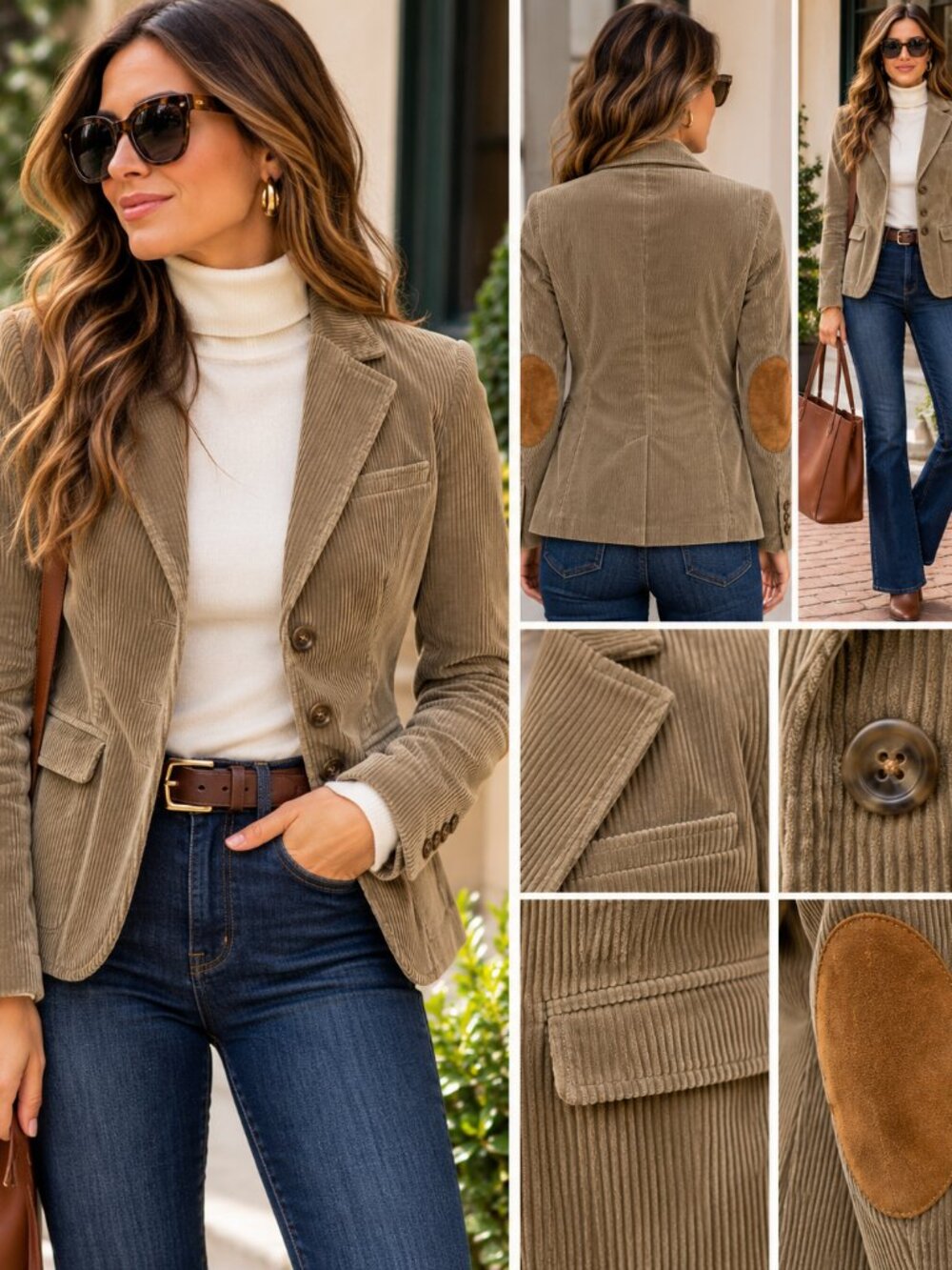 Rugby Ralph Lauren Sage Green Corduroy Blazer Size 4 Suede Elbow Patch Preppy